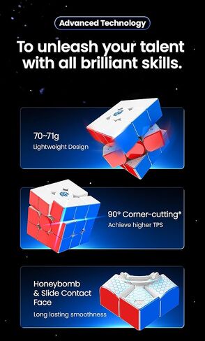 CuberShop GAN 14 MagLev مطلي بالأشعة فوق البنفسجية، Ultimate GAN 14 M 2023 الرائد 3x3 مكعب سرعة مغناطيسي، لغز مكعب سحري 56 مم (GAN14 MagLev مكعب سرعة للأشعة فوق البنفسجية، سطح لامع وداخلي أساسي) in Kuwait