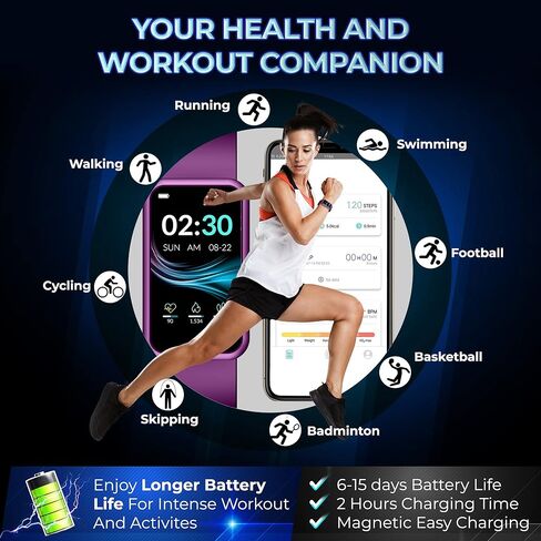 ساعة تتبع اللياقة البدنية إنسبيراتيك - أجهزة تتبع الأنشطة الصحية واللياقة البدنية للرجال والنساء - ساعة لياقة بدنية مقاومة للماء للتمرين مع متتبع النوم طوال اليوم، مراقب معدل ضربات القلب، عداد السعرات الحرارية والخطوات (أزرق) in Kuwait