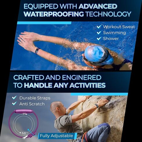 ساعة تتبع اللياقة البدنية إنسبيراتيك - أجهزة تتبع الأنشطة الصحية واللياقة البدنية للرجال والنساء - ساعة لياقة بدنية مقاومة للماء للتمرين مع متتبع النوم طوال اليوم، مراقب معدل ضربات القلب، عداد السعرات الحرارية والخطوات (أزرق) in Kuwait