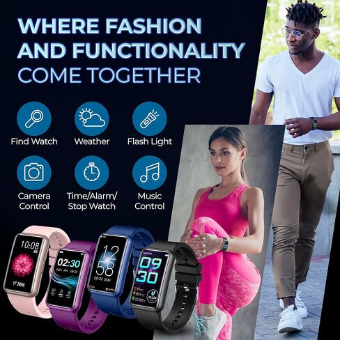 ساعة تتبع اللياقة البدنية إنسبيراتيك - أجهزة تتبع الأنشطة الصحية واللياقة البدنية للرجال والنساء - ساعة لياقة بدنية مقاومة للماء للتمرين مع متتبع النوم طوال اليوم، مراقب معدل ضربات القلب، عداد السعرات الحرارية والخطوات (أزرق) in Kuwait