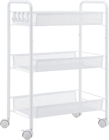 JANE EYRE 5-Tier Rolling Utility Storage Rack Cart on Wheels, Trolley Craft cart, Multi-Purpose Organizer Shelf, Black in Kuwait