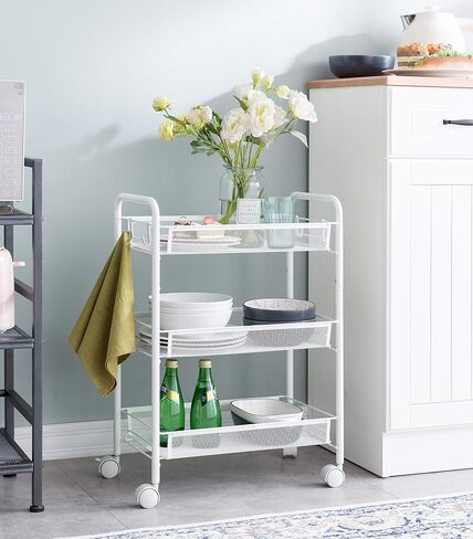 JANE EYRE 5-Tier Rolling Utility Storage Rack Cart on Wheels, Trolley Craft cart, Multi-Purpose Organizer Shelf, Black in Kuwait