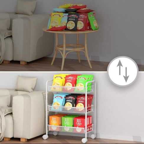 JANE EYRE 5-Tier Rolling Utility Storage Rack Cart on Wheels, Trolley Craft cart, Multi-Purpose Organizer Shelf, Black in Kuwait