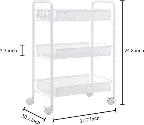 JANE EYRE 5-Tier Rolling Utility Storage Rack Cart on Wheels, Trolley Craft cart, Multi-Purpose Organizer Shelf, Black in Kuwait