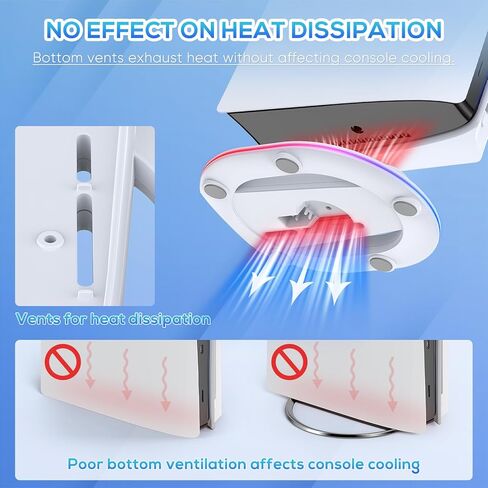 Auarte RGB Vertical Stand for PS5 Slim Disc & Digital Console, LED Vertical Stand for PS5 Slim Accessories with Anti-Slip Pad, Base Stand for PS5 Slim with Screw ＆ USB Cable, 2 Extra USB Ports in Kuwait