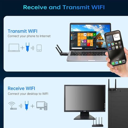 Maxuni USB WiFi Adapter, AC1300Mbps WiFi Dual Band Network Adapter with 2.4GHz/5GHz,Dual 5Dbi Antennas, Wireless Adapter for PC Desktop, Supports Windows11/10/8/7/Vista/XP, USB3.0 in Saudi Arabia