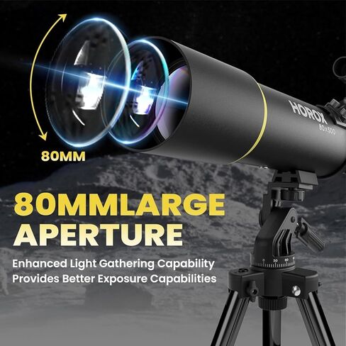تلسكوب 80 مم فتحة 500 مم تلسكوب منكسر للبالغين، تلسكوبات لعلم الفلك مع حامل ثلاثي القوائم كامل الحجم ومحول هاتف، حقيبة ظهر تلسكوبات محمولة in Kuwait
