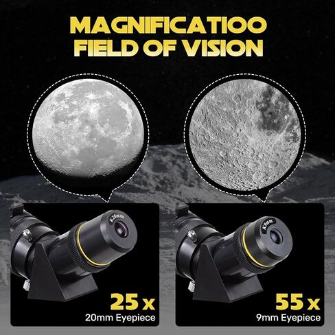 تلسكوب 80 مم فتحة 500 مم تلسكوب منكسر للبالغين، تلسكوبات لعلم الفلك مع حامل ثلاثي القوائم كامل الحجم ومحول هاتف، حقيبة ظهر تلسكوبات محمولة in Kuwait