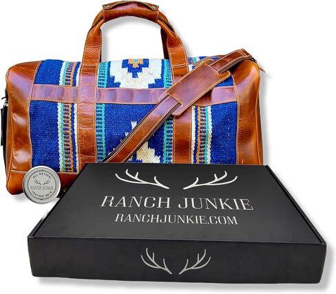 The Southwestern Antique Saddle Brown Leather Aztec Western Weekender Duffel Bag (Aspen) in Kuwait