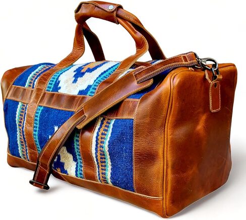 The Southwestern Antique Saddle Brown Leather Aztec Western Weekender Duffel Bag (Aspen) in Kuwait