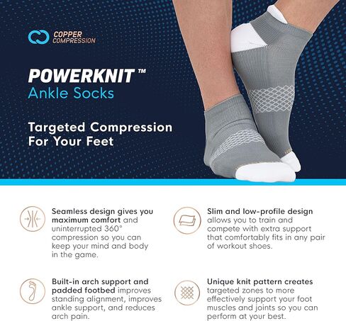 جوارب ضغط نحاسية للنساء والرجال | جوارب ضغط Powerknit للجري وركوب الدراجات وتخفيف الآلام in Kuwait