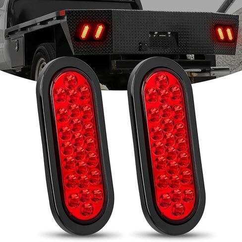 Nilight 6Inch Oval Trailer Tail Light 4PCS Red 24LED Stop Brake Turn Marker Light w/Flush Mount Grommets Plugs IP67 Waterproof for 12V Truck ATV UTV Trailer Bus RV Camper, 2 Years Warranty in Saudi Arabia