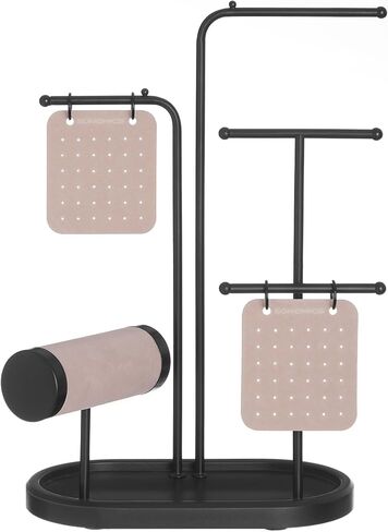 SONGMICS Jewelry Stand, Jewelry Organizer, Jewelry Display Holder Mother's Day Gifts, 2 Earring Boards, 4 Hanging Rods, Necklace Earring Bracelet Holder, for Watches, Metallic Gold UJJS025A01 in Saudi Arabia