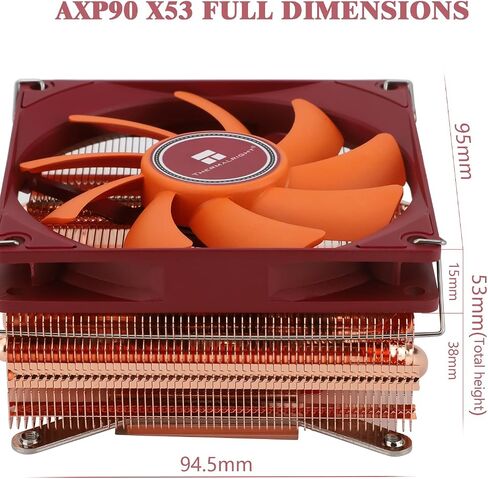 Thermalright AXP90-X53 Black Low Profile CPU Air Cooler, 53mm Height, TL-9015B Slim PWM Fan ITX CPU Heatsink Cooler, AGHP Technology, for AMD AM4 AM5/Intel 1700/1150/1151/1200/17XX(Black) in Saudi Arabia