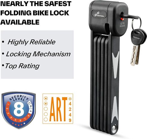 Sportneer Bike Lock - High Security Folding Bicycle Lock Art Certified - Bike Locks Heavy Duty Anti Theft with 3 Stainless Keys and Mount Bracket for Bicycles Scooter Ebike - 95m/3.12ft in Saudi Arabia