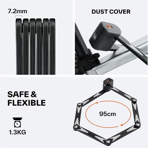 Sportneer Bike Lock - High Security Folding Bicycle Lock Art Certified - Bike Locks Heavy Duty Anti Theft with 3 Stainless Keys and Mount Bracket for Bicycles Scooter Ebike - 95m/3.12ft in Saudi Arabia