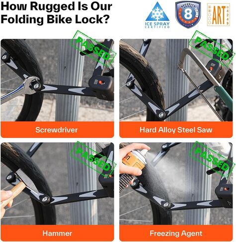 Sportneer Bike Lock - High Security Folding Bicycle Lock Art Certified - Bike Locks Heavy Duty Anti Theft with 3 Stainless Keys and Mount Bracket for Bicycles Scooter Ebike - 95m/3.12ft in Saudi Arabia