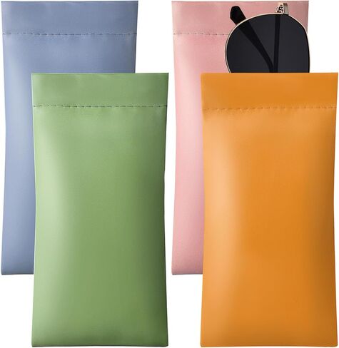 Mabor 4 Pcs Soft Glasses Case,Eye Glasses Case Automatically Close,Store Various Small Items for Traveling,Soft Leather Sunglasses Bag,Glasses Case Soft Sunglasses Pouch Soft Eyeglass Cases for Women in Saudi Arabia