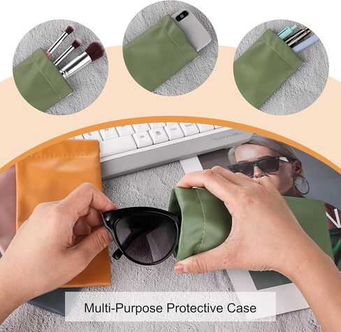 Mabor 4 Pcs Soft Glasses Case,Eye Glasses Case Automatically Close,Store Various Small Items for Traveling,Soft Leather Sunglasses Bag,Glasses Case Soft Sunglasses Pouch Soft Eyeglass Cases for Women in Saudi Arabia