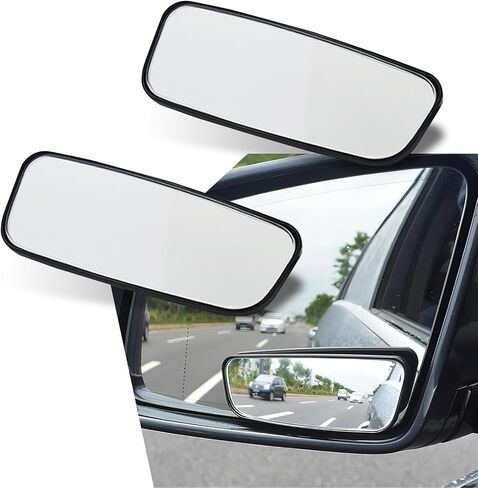 dawfall Pack-2 Car Blind Spot Mirror Replacements, Waterproof HD Rectangular Vehicle Reversing Auxiliary Mirror, Universal Automotive Rearview Mirror Accessories for Truck SUV Car (Black) in Saudi Arabia