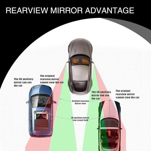 dawfall Pack-2 Car Blind Spot Mirror Replacements, Waterproof HD Rectangular Vehicle Reversing Auxiliary Mirror, Universal Automotive Rearview Mirror Accessories for Truck SUV Car (Black) in Saudi Arabia