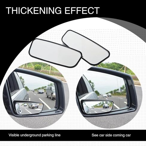 dawfall Pack-2 Car Blind Spot Mirror Replacements, Waterproof HD Rectangular Vehicle Reversing Auxiliary Mirror, Universal Automotive Rearview Mirror Accessories for Truck SUV Car (Black) in Saudi Arabia