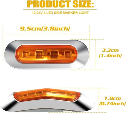 ALFU 40PCS Amber DC 12-24V LED Trailer Lights Side Marker Lights Front Rear Tail Clearance Lights with Chrome Bezel for Front Rear Tail Trailer Deck RV Truck Boat Auto Car Bus Truck Lorry in Saudi Arabia