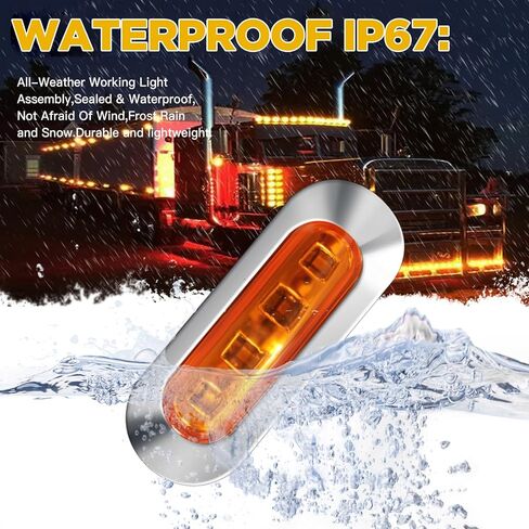 ALFU 40PCS Amber DC 12-24V LED Trailer Lights Side Marker Lights Front Rear Tail Clearance Lights with Chrome Bezel for Front Rear Tail Trailer Deck RV Truck Boat Auto Car Bus Truck Lorry in Saudi Arabia