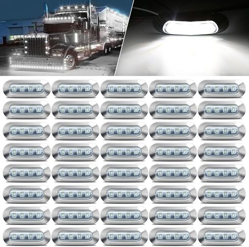 ALFU 40PCS Amber DC 12-24V LED Trailer Lights Side Marker Lights Front Rear Tail Clearance Lights with Chrome Bezel for Front Rear Tail Trailer Deck RV Truck Boat Auto Car Bus Truck Lorry in Saudi Arabia