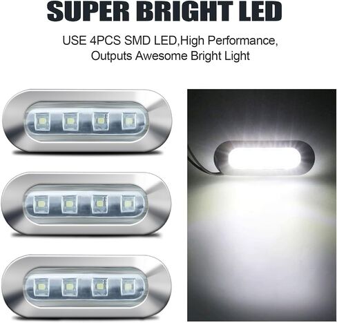 ALFU 40PCS Amber DC 12-24V LED Trailer Lights Side Marker Lights Front Rear Tail Clearance Lights with Chrome Bezel for Front Rear Tail Trailer Deck RV Truck Boat Auto Car Bus Truck Lorry in Saudi Arabia