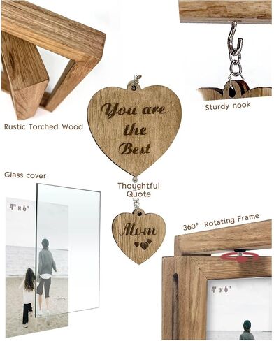Ylu Yni 4x6 Picture Frame, Rustic Wooden Double Sided Photo Frames, Creative Vase for Plants and Flowers, Engagement Gifts for Women, Valentines Day Decor in Saudi Arabia