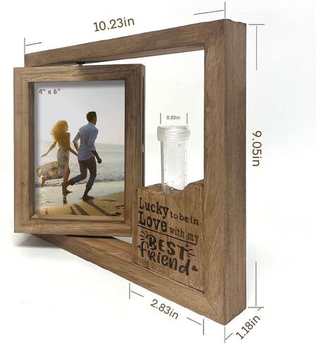 Ylu Yni 4x6 Picture Frame, Rustic Wooden Double Sided Photo Frames, Creative Vase for Plants and Flowers, Engagement Gifts for Women, Valentines Day Decor in Saudi Arabia