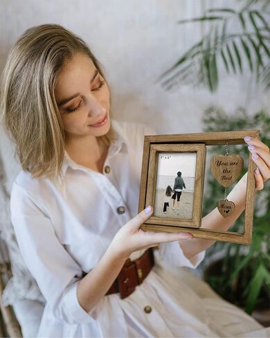 Ylu Yni 4x6 Picture Frame, Rustic Wooden Double Sided Photo Frames, Creative Vase for Plants and Flowers, Engagement Gifts for Women, Valentines Day Decor in Saudi Arabia