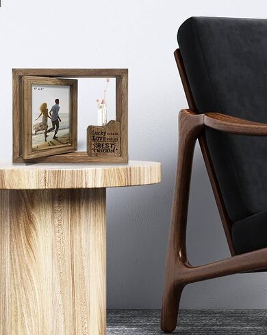 Ylu Yni 4x6 Picture Frame, Rustic Wooden Double Sided Photo Frames, Creative Vase for Plants and Flowers, Engagement Gifts for Women, Valentines Day Decor in Saudi Arabia