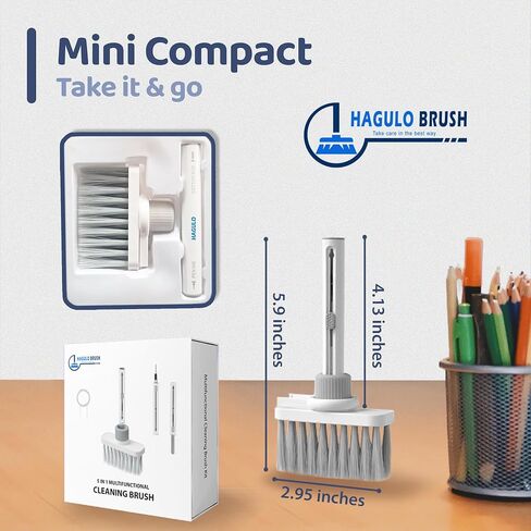 HAGULO - Soft Brush Keyboard Cleaner 5-in-1 Multi-Function Keyboard Cleaning Tools Computer Cleaning Tools Kit Corner Gap Duster Keycap Puller for Keyboard Earphones Airpods Bluetooth in Saudi Arabia