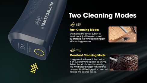 Nitecore AD10 Compressed Air Duster, 30,000RPM Powerful Rechargeable Electric Cleaner for Cameras, Keyboards, PC, Laptop and Electronics with 3 Cleaning Nozzles and Light in Saudi Arabia