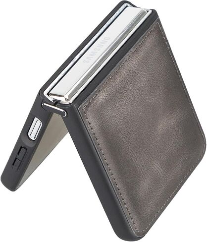 RANAMOR Lato Samsung Galaxy Z Flip 5 Snap-On Case, Genuine Leather Flip Z 5 Phone Case, Durable Slim Thin Full Grain Leather Cases for Galaxy Z Flip 5, Padded Back Cover Phone Case in Saudi Arabia