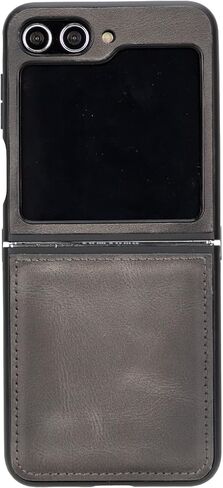 RANAMOR Lato Samsung Galaxy Z Flip 5 Snap-On Case, Genuine Leather Flip Z 5 Phone Case, Durable Slim Thin Full Grain Leather Cases for Galaxy Z Flip 5, Padded Back Cover Phone Case in Saudi Arabia