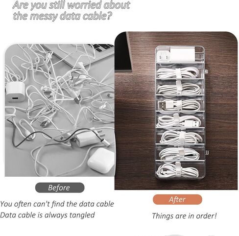 صندوق تخزين الكابلات الشفاف، صندوق منظم الكابلات، صندوق منظم سلك الشاحن البلاستيكي، صندوق تخزين سطح المكتب، صندوق تخزين سلك كابل البيانات، صندوق إدارة الكابلات البلاستيكية (مع غطاء) in Kuwait