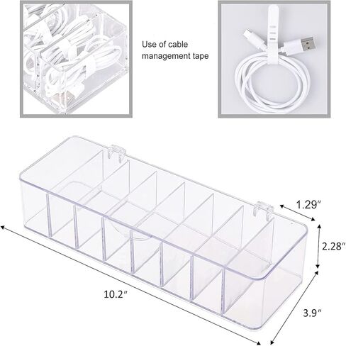 صندوق تخزين الكابلات الشفاف، صندوق منظم الكابلات، صندوق منظم سلك الشاحن البلاستيكي، صندوق تخزين سطح المكتب، صندوق تخزين سلك كابل البيانات، صندوق إدارة الكابلات البلاستيكية (مع غطاء) in Kuwait