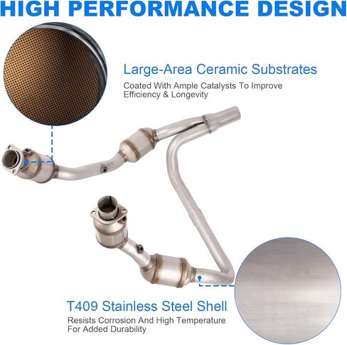 Yeoflagtrade High Flow Catalytic Convertor Kit Compatible with 2007-2009 Wrangler JK 3.8L V6 Front Y Pipe High Performance (EPA Compliant) in Saudi Arabia