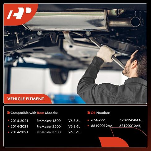 طقم محول حفاز أمامي وخلفي ممتاز مكون من قطعتين متوافق مباشرة مع Ram ProMaster 1500 2014-2021، ProMaster 2500 2014-2021، ProMaster 3500 2014-2021، 3.6L، متوافق مع EPA in Saudi Arabia