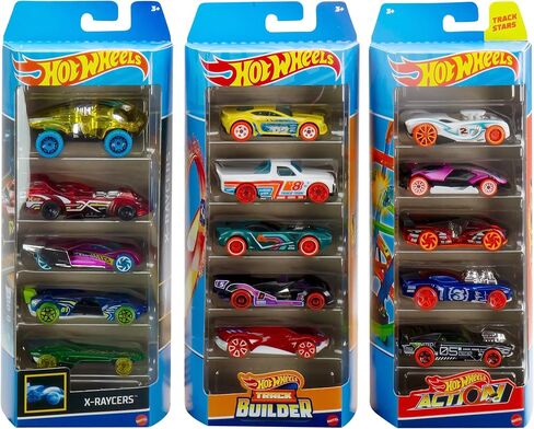 Hot Wheels Track Bundle of 15 Toy Cars, 3 Track-Themed Packs of 5 1:64 Scale Vehicles, Cool Toy for Collectors & Kids in Saudi Arabia