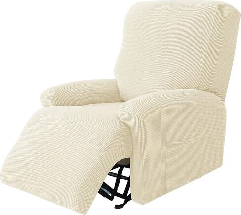 غطاء كرسي قابل للتمدد، أغطية أريكة مكونة من 4 قطع، غطاء أريكة سميك بمقعد واحد، غطاء منزلق من قماش الجاكار الناعم (أصفر) in Kuwait