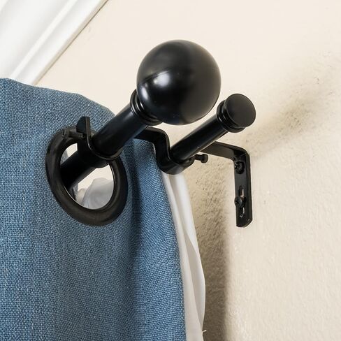 مجموعة قضبان ستائر مزدوجة كلاسيكية مقاس 5/8 بوصة من ديكوبوليتان، من 86 إلى 128 بوصة، زيت أسود in Kuwait