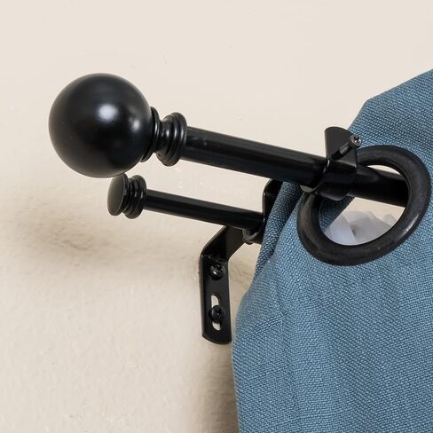 مجموعة قضبان ستائر مزدوجة كلاسيكية مقاس 5/8 بوصة من ديكوبوليتان، من 86 إلى 128 بوصة، زيت أسود in Kuwait