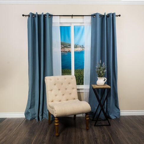 مجموعة قضبان ستائر مزدوجة كلاسيكية مقاس 5/8 بوصة من ديكوبوليتان، من 86 إلى 128 بوصة، زيت أسود in Kuwait