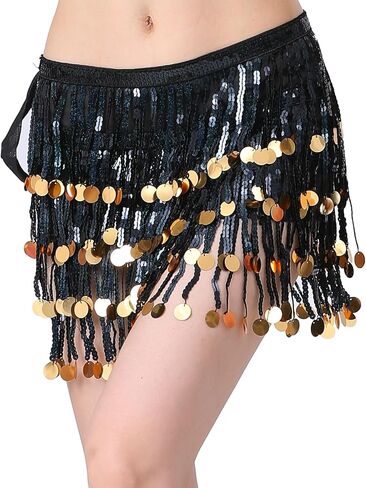 ZLTdream الرقص الشرقي هامش وشاح الورك تنّورة ملفوفة مهرجان أربعة صفوف بلينغ الترتر شرابة تنورة الهذيان تسلق بريق تنورة in Kuwait