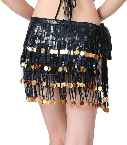 ZLTdream الرقص الشرقي هامش وشاح الورك تنّورة ملفوفة مهرجان أربعة صفوف بلينغ الترتر شرابة تنورة الهذيان تسلق بريق تنورة in Kuwait