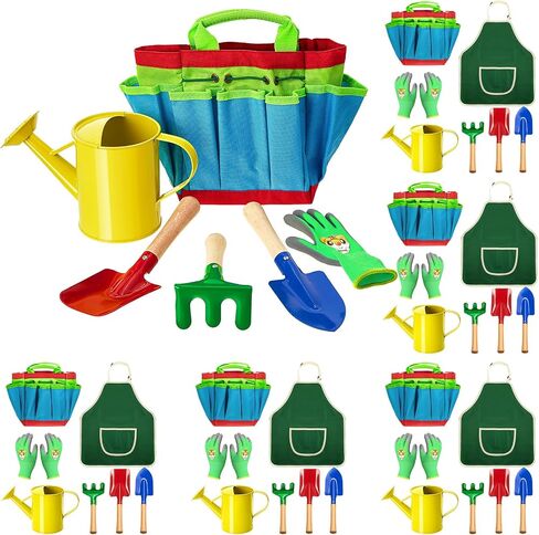 Wettarn 42 Pcs Gardening Tools for Kids Children Garden Set Mini Gardening Kit Toddler Gardening Tool Set Including Watering Can Garden Glove Apron Safe Shovel Rake Fork Handbag for Spring and Summer in Saudi Arabia
